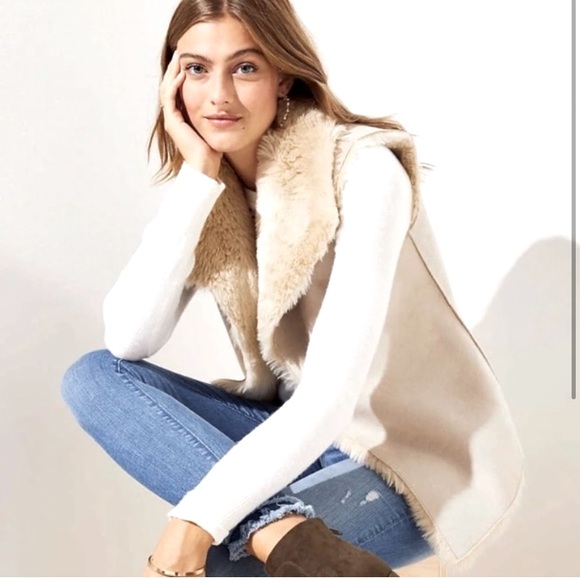 LOFT Jackets & Blazers - Loft reversible vest faux fur shearling | S | ivory | mojo dojo casa house
